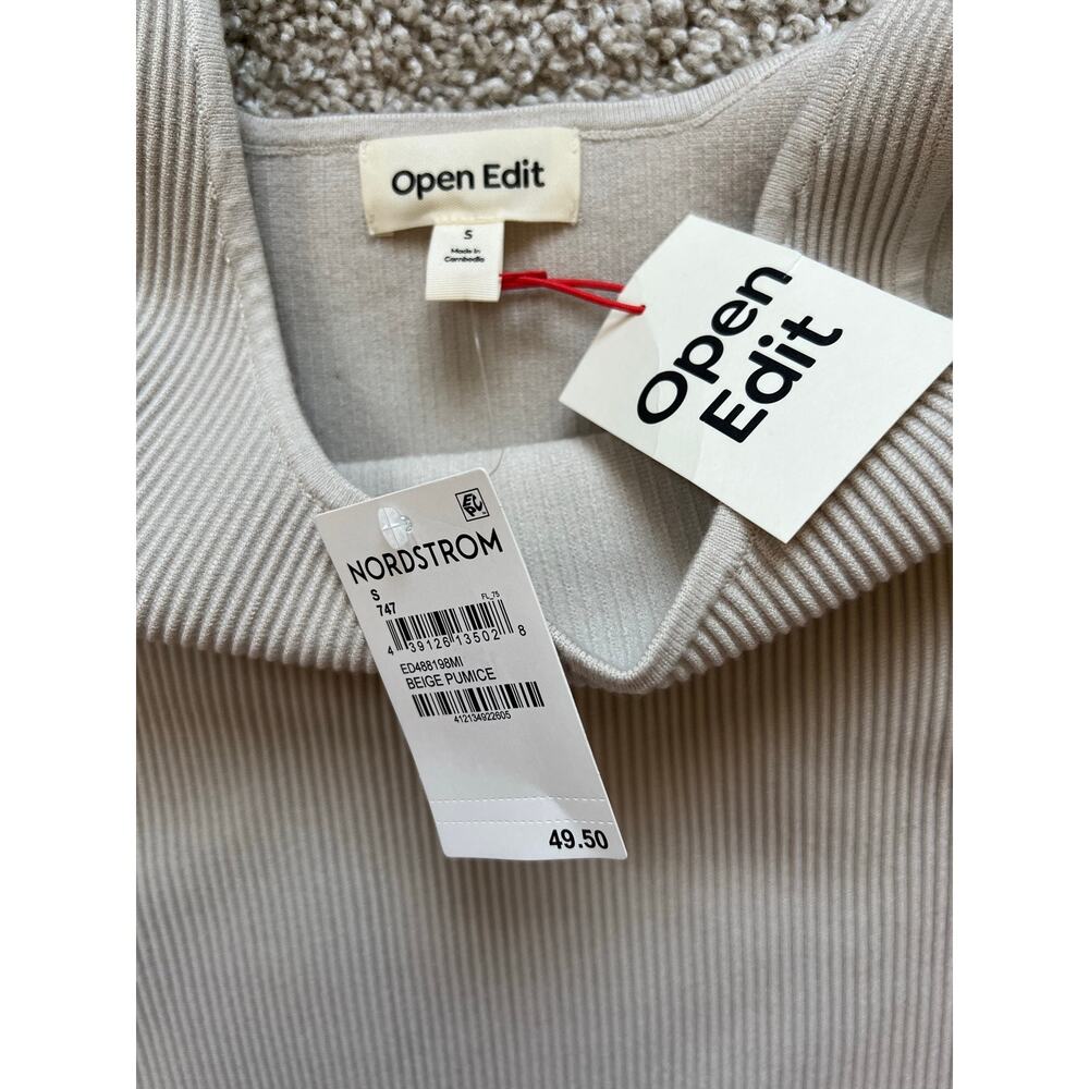 2 Pack Open Edit Ribbed Knit Soft Tank Top NWT Black Cream Square Neck Size S - Picture 2 of 7
